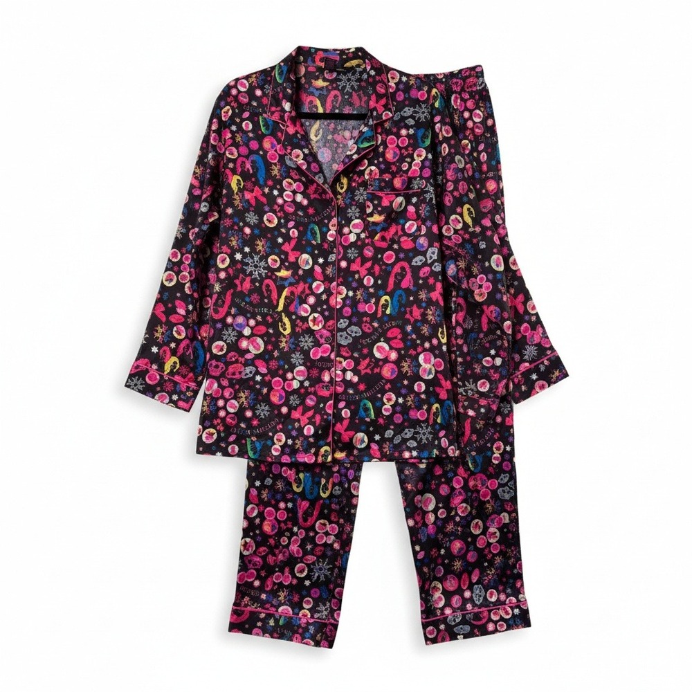 Victoria's Secret Pajama Set VTG Y2K Supermodel Crowns L Poly Satin LMTD Edition